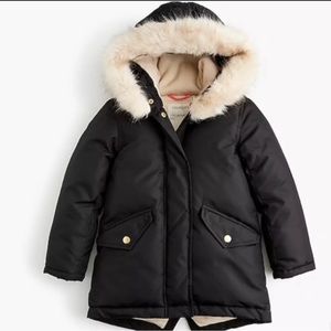 Crewcuts girls black parka with fur trim hood